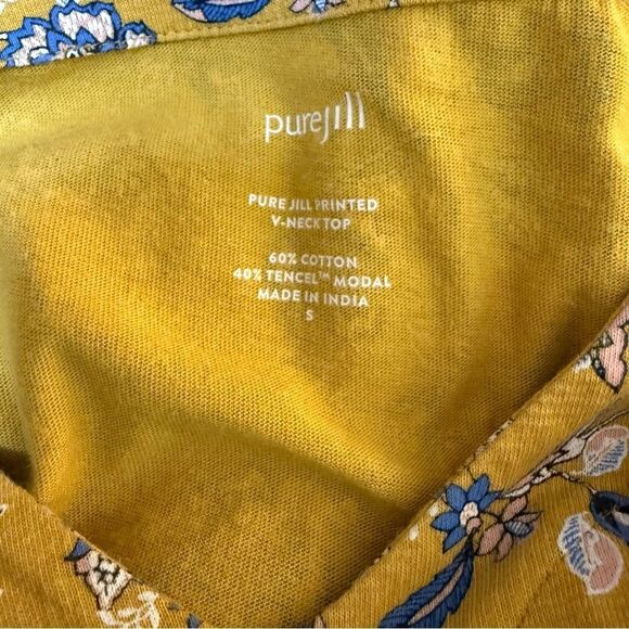 Pure Jill J Jill Yellow Floral V-Neck Top Printed - Picture 5 of 5